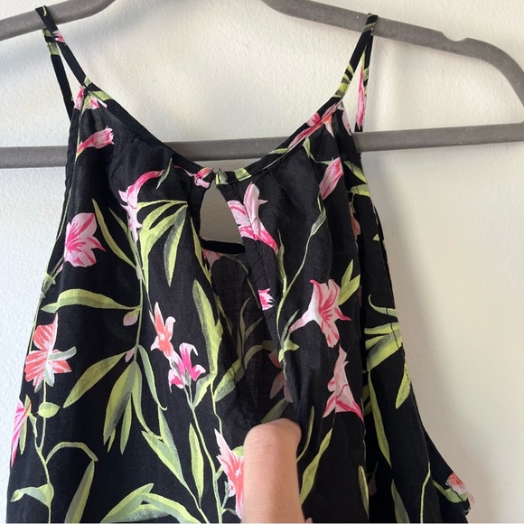 GAP Floral Spaghetti Strap Tank Top Women’s Small Black Pink Green Summer Blouse - Picture 7 of 9